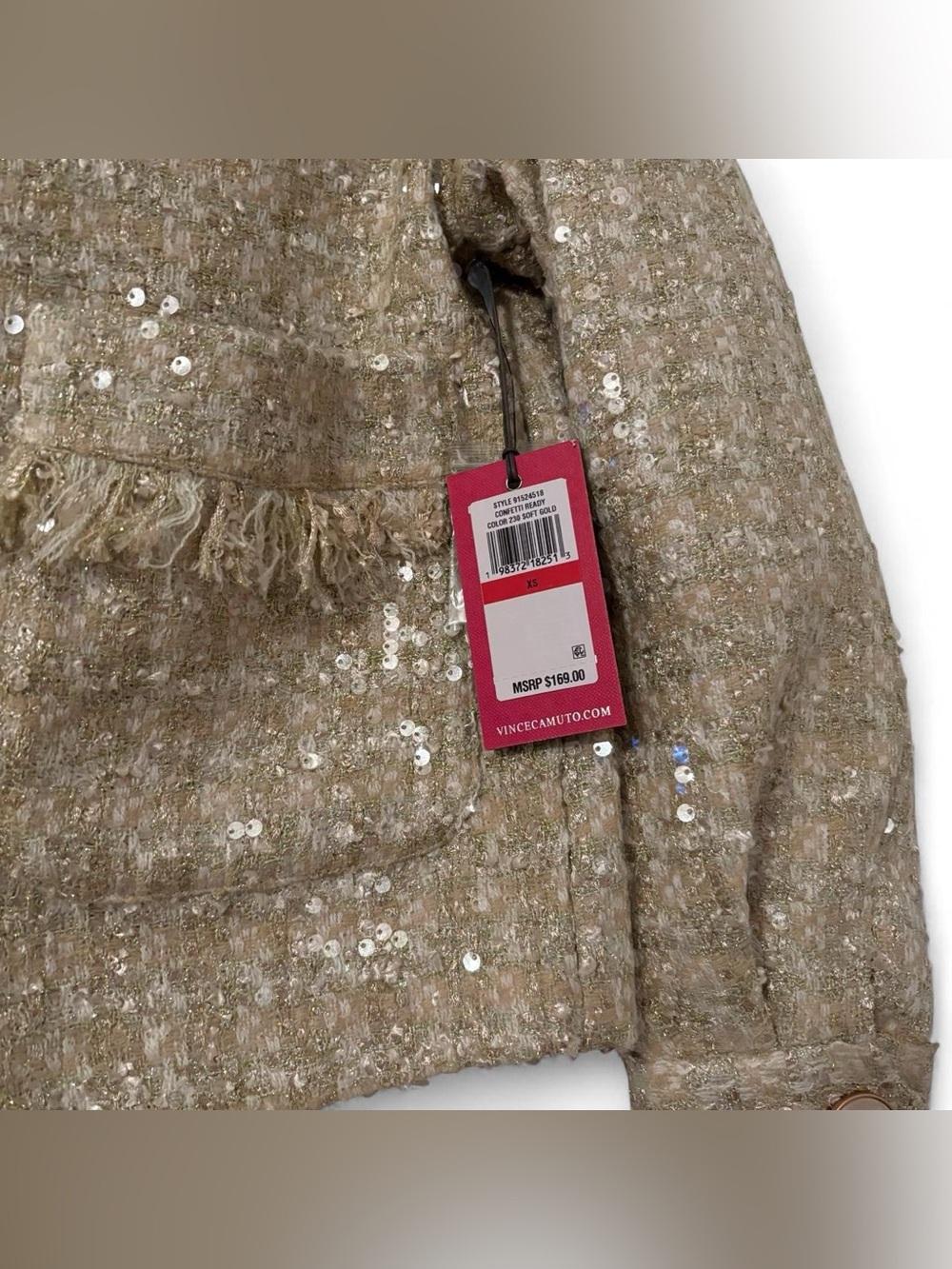 NWT Vince Camuto Gold Tweed Jacket - Picture 3 of 6